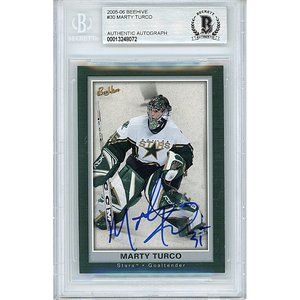 Marty Turco Signed Stars 2005-06 Beehive Hockey Card Beckett BAS Autograph Slab